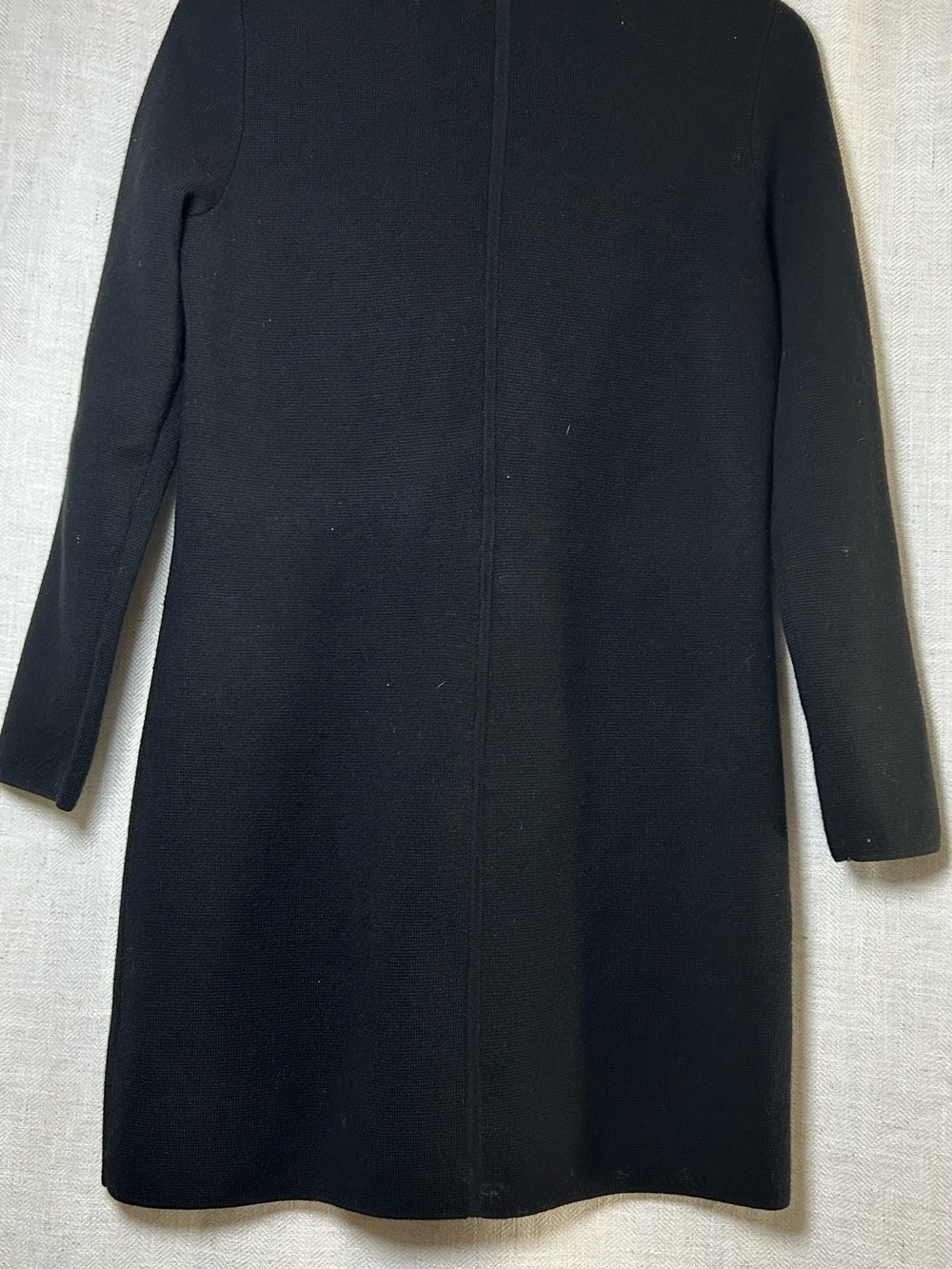 Talbots Petites Black 100% Pure Merino Wool Full-Zip Cardigan Sweater Coat SP - Picture 3 of 5